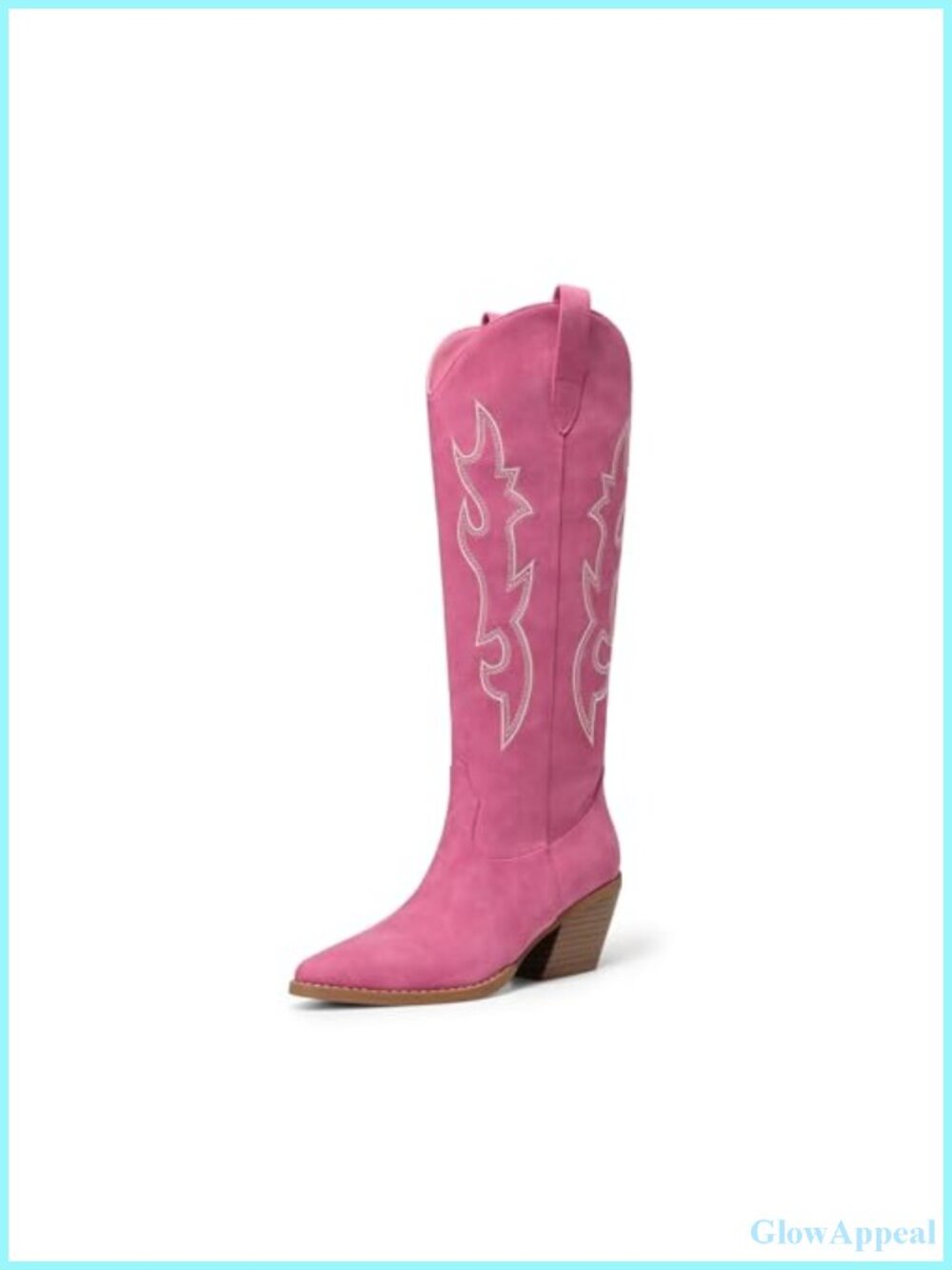 Knee High Cowgirl Boots Faux Leather Western Heel Pointed Toe